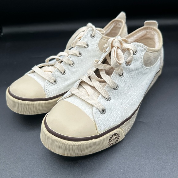 UGG Australia Evers Women's Sneakers US 7.5 Cream Canvas Shoes - Picture 3 of 15